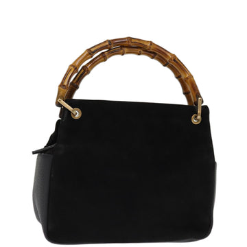 GUCCI Bamboo Hand Bag Suede Black 000 3444 0575 Auth 74613
