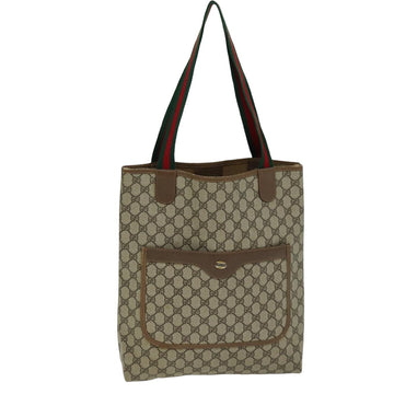 GUCCI GG Supreme Web Sherry Line Tote Bag PVC Beige Red 39 02 003 Auth 74650