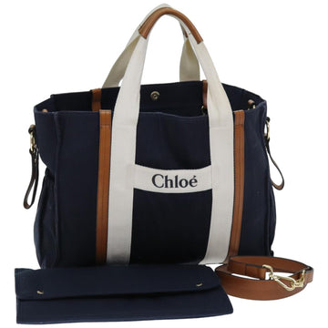 Chloe Tote Bag Canvas 2way Navy Auth 74668