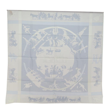 HERMES Carre 90 Scarf Silk White Auth 74707