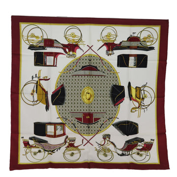 HERMES Carre 90 Scarf Silk Red Auth 74708