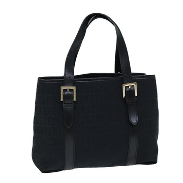 FENDI Zucchino Canvas Hand Bag Black Auth 74841