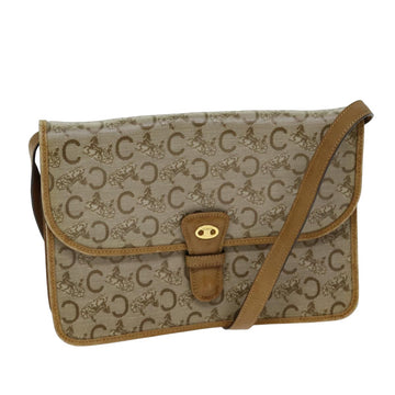 CELINE C Macadam Canvas Shoulder Bag Beige Auth 74866