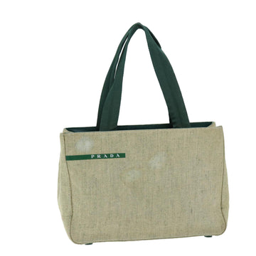 PRADA Hand Bag Canvas Green Beige Auth 74967