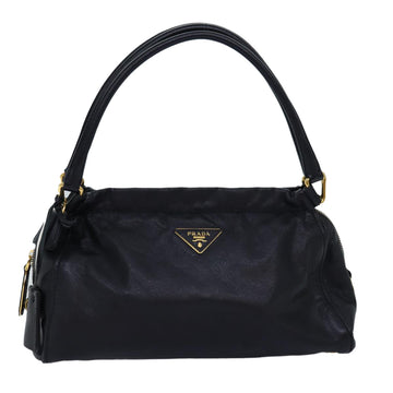 PRADA Shoulder Bag Safiano leather Black Auth 75217