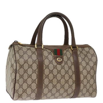 GUCCI GG Supreme Web Sherry Line Boston Bag PVC Beige Red 40 02 007 Auth 75319