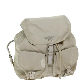 PRADA Backpack Nylon Cream Auth 75340