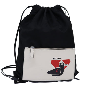 PRADA Knapsack Shoulder Bag Nylon Black Auth 75427