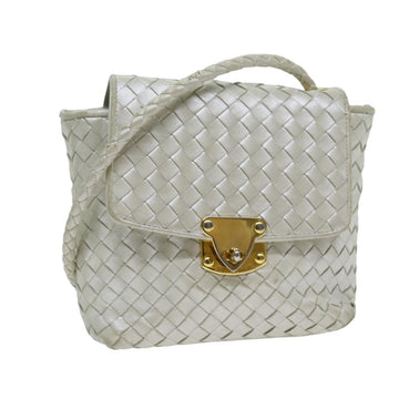 BOTTEGA VENETA INTRECCIATO Shoulder Bag Leather White Auth 75450