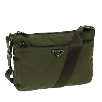 PRADA Shoulder Bag Nylon Khaki Auth 75576