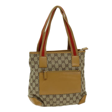 GUCCI GG Canvas Sherry Line Tote Bag Beige Red Brown 019 0402 Auth 75588