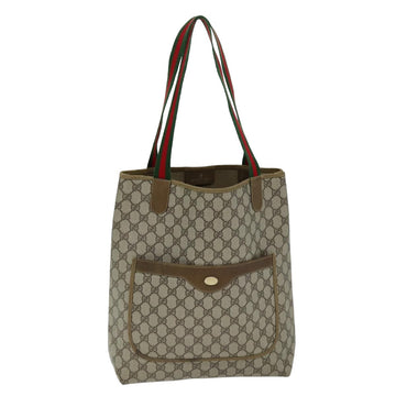 GUCCI GG Supreme Web Sherry Line Tote Bag PVC Red Beige 002 23 4487 Auth 75601