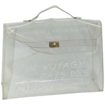 HERMES Vinyl Kelly Hand Bag Vinyl Clear Auth 75612