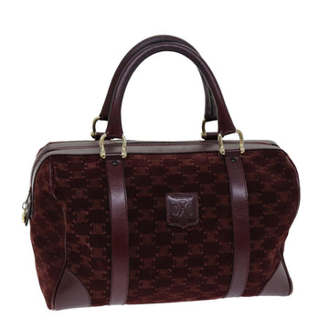 CELINE Macadam Canvas Boston Bag Bordeaux Auth 75617