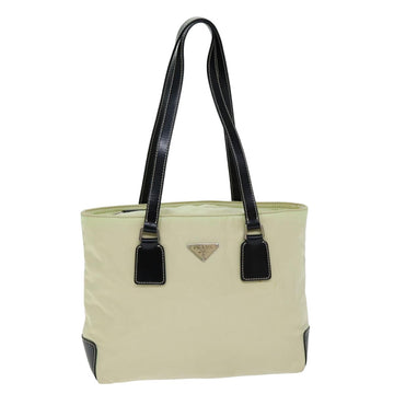 PRADA Hand Bag Nylon Cream Auth 75644