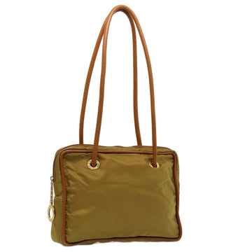CELINE Shoulder Bag Nylon Khaki Auth 75674