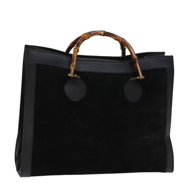 GUCCI Bamboo Tote Bag Suede Black 002 1186 0259 Auth 75677