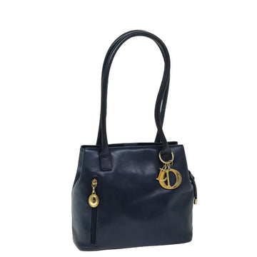 CHRISTIAN DIOR Shoulder Bag Leather Navy Auth 75690