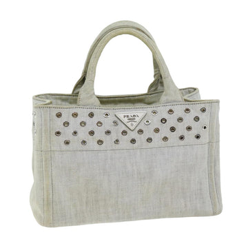 PRADA Canapa PM Hand Bag Canvas White Auth 75821