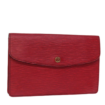 LOUIS VUITTON Epi Montaigne Clutch Bag Red M52657 LV Auth 75848