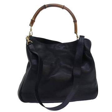 GUCCI Shoulder Bag Leather Black Auth 75957