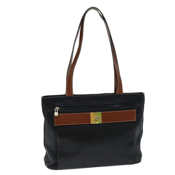 CELINE Tote Bag Leather Black Auth 76016