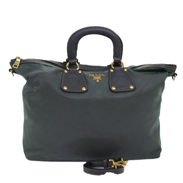 PRADA Hand Bag Nylon 2way Green Auth 76129