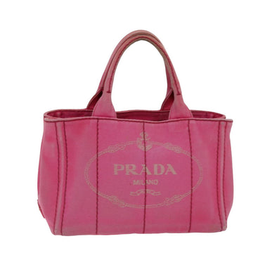 PRADA Canapa PM Hand Bag Canvas Pink Auth 76130