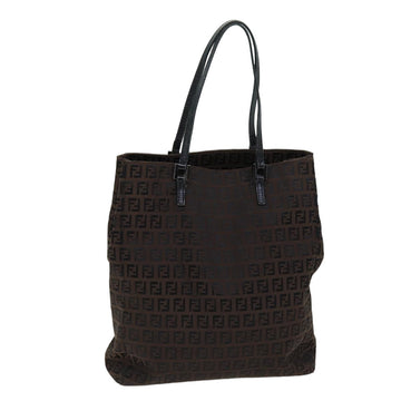 FENDI Zucchino Canvas Tote Bag Brown Black Auth 76132