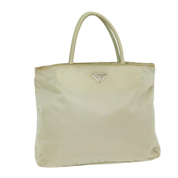 PRADA Tote Bag Nylon Cream Auth 76177