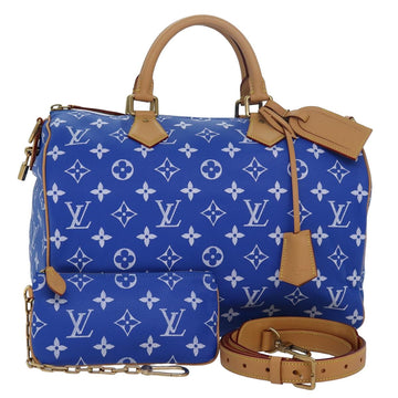 LOUIS VUITTON Monogram Speedy P9 Bandouliere 40 Hand Bag Blue M24418 Auth 76198S