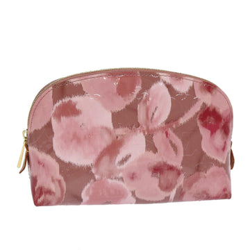 LOUIS VUITTON Vernis Ikat Flower Pochette Cosmetic Pouch Pink M90046 Auth 76259