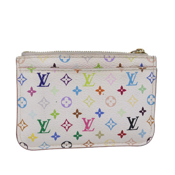 LOUIS VUITTON Multicolor Pochette Cles NM Coin Purse White M93734 LV Auth 76265