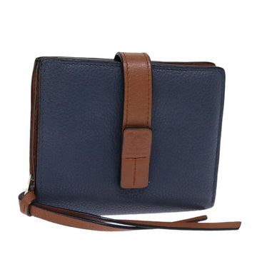 LOEWE Wallet Leather Blue Auth 76309