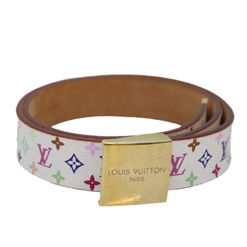 LOUIS VUITTON Monogram Multicolor Ceinture Carre Belt White M9270U LV Auth 76310