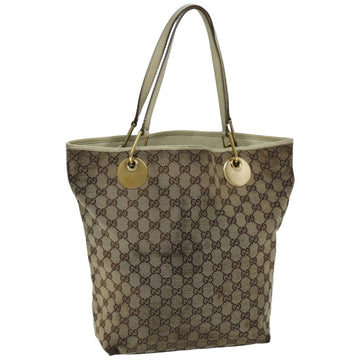 GUCCI GG Canvas Tote Bag Beige 120836 Auth 76391