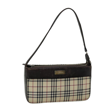 BURBERRY Nova Check Shoulder Bag Canvas Beige Auth 76502