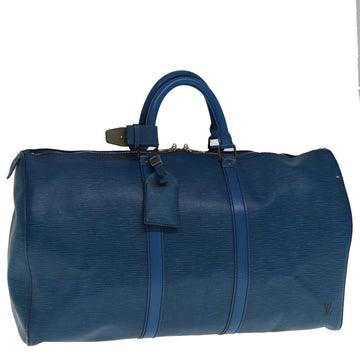 LOUIS VUITTON Epi Keepall 50 Boston Bag Blue M42965 LV Auth 76630