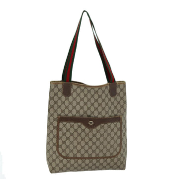 GUCCI GG Supreme Web Sherry Line Tote Bag PVC Beige Red 40 02 003 Auth 76659