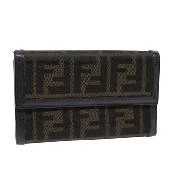 FENDI Zucca Canvas Wallet Black Brown Auth 76700