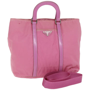 PRADA Hand Bag Nylon 2way Pink Auth 76801