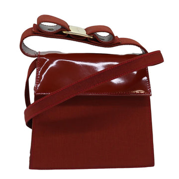 SALVATORE FERRAGAMO Hand Bag Patent leather 2way Red Auth 76825