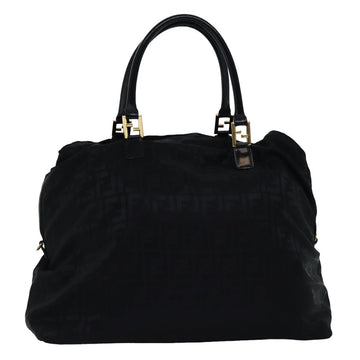 FENDI Zucca Canvas Hand Bag Black Brown Auth 76859