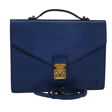 LOUIS VUITTON Epi Porte Documents Bandouliere Bag Toledo Blue LV Auth 76864