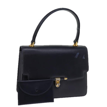 GUCCI Hand Bag Leather Navy Auth 76886