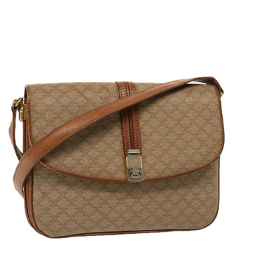 CELINE Macadam Canvas Shoulder Bag Beige Auth 76996