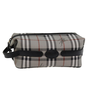 BURBERRYSs Nova Check Clutch Bag PVC Gray Auth 77007