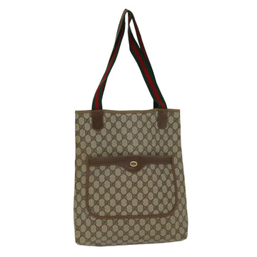 GUCCI GG Supreme Web Sherry Line Tote Bag PVC Beige Red 89 02 003 Auth 77019