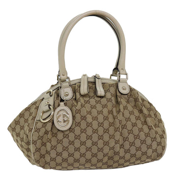 GUCCI GG Canvas Hand Bag Beige 223974 Auth 77030