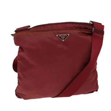 PRADA Shoulder Bag Nylon Red Auth 77080